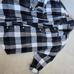 Black and White Plaid Button-Up Shirt
